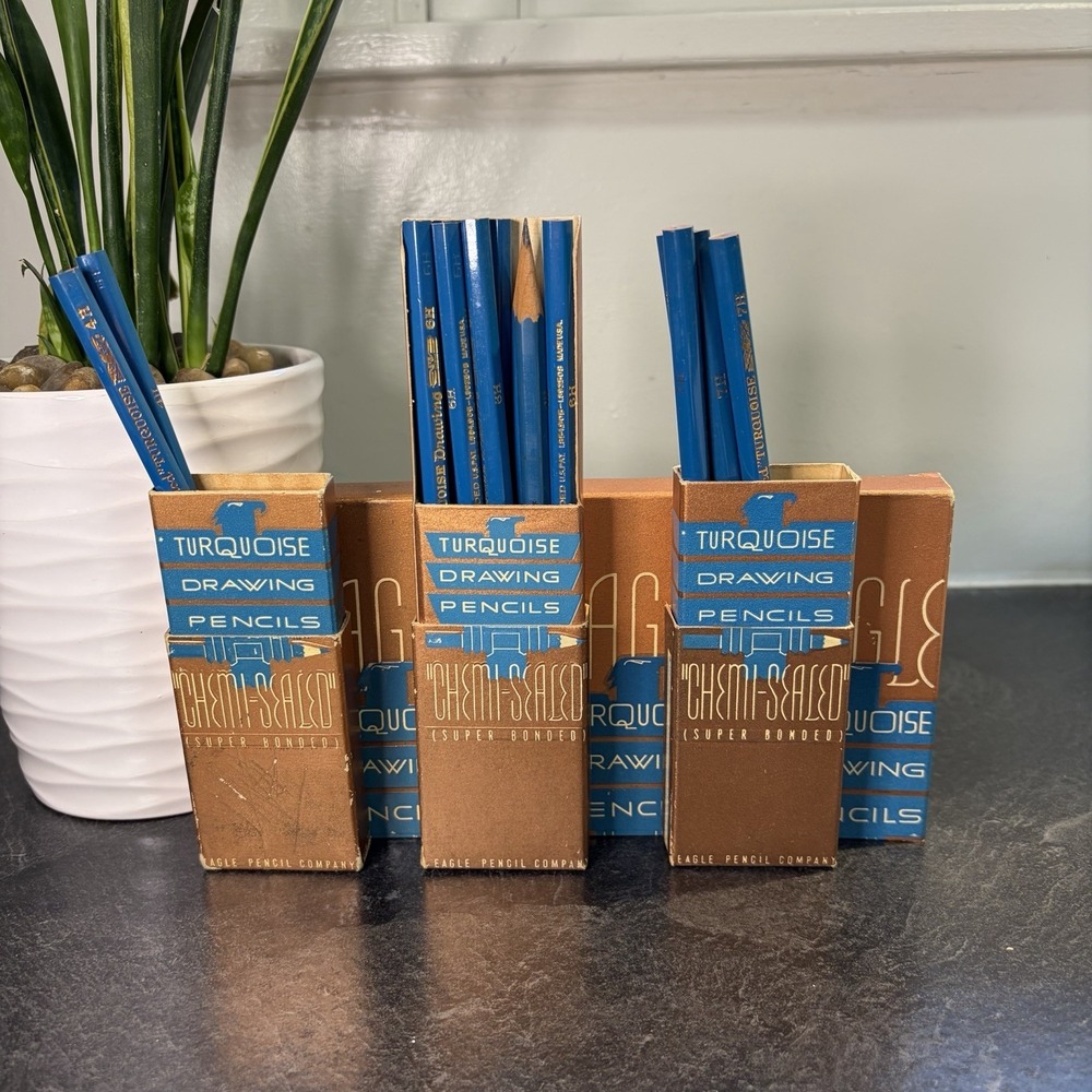 1930s Eagle Turquoise Chemi Sealed Super Bonded Drawing Pencils 7H 6H 4H